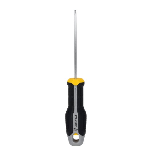 STANLEY FMHT65746-0 kruisgleufschroevendraaier met zwart-geel handvat, vooraanzicht op witte achtergrond.