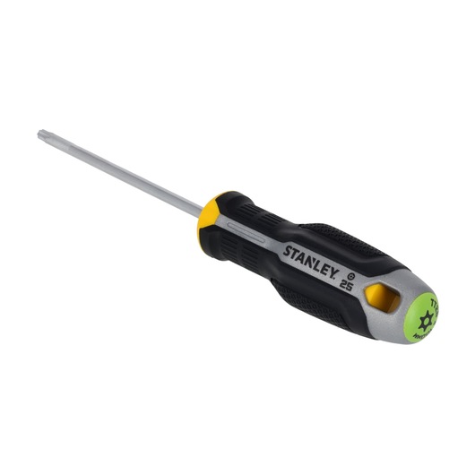 STANLEY FMHT65747-0 torx-schroevendraaier met zwart-gele handgreep, zijaanzicht, witte achtergrond.