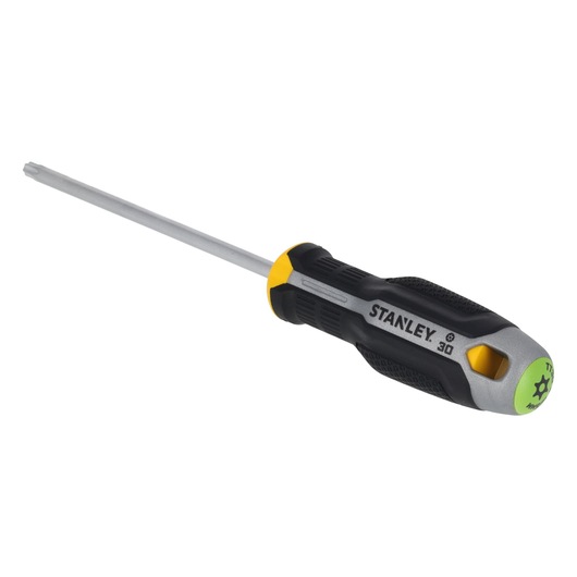 STANLEY FMHT65748-0 Torx-schroevendraaier met zwart-geel ergonomisch handvat, zijaanzicht op witte achtergrond.