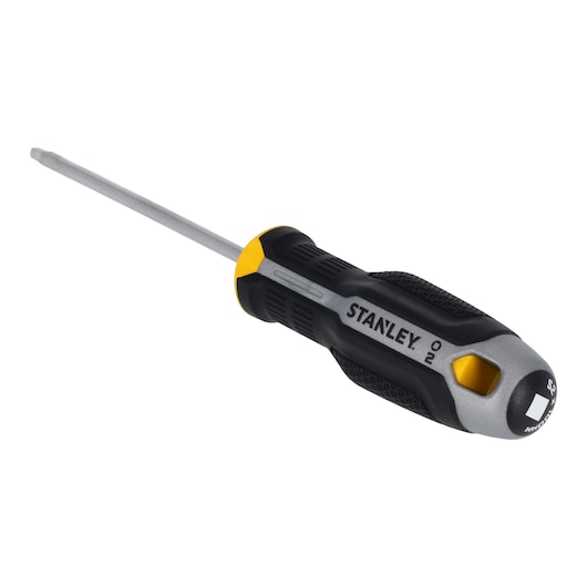 STANLEY FMHT65785-0 tournevis Phillips avec manche noir et jaune, vue en angle sur fond blanc.