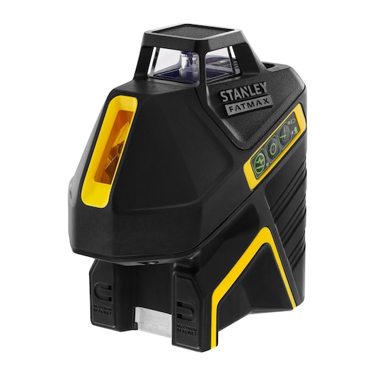 STANLEY FMHT77617-1 laserwaterpas zwart-geel, vooraanzicht, constructiegereedschap.