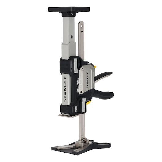STANLEY FMHT83558-1 steunklem met zwart en zilveren behuizing, rechtop getoond op witte achtergrond.