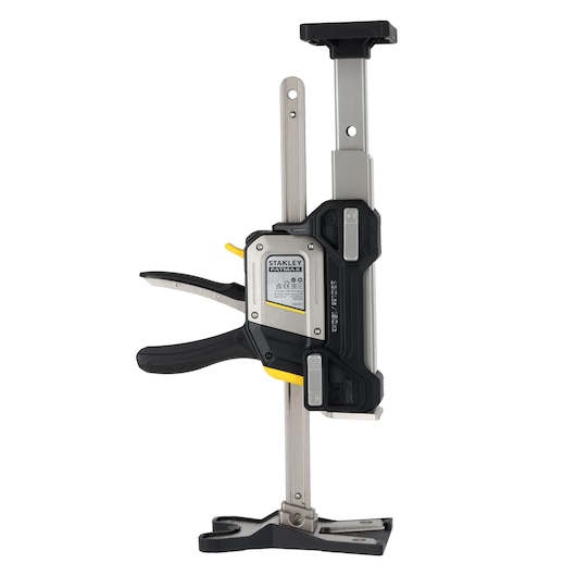 STANLEY FMHT83558-1 lijmklem met zwart-gele handgreep, zijaanzicht op witte achtergrond.