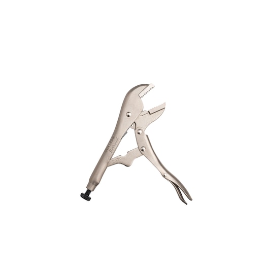 STANLEY FMHT84901-0 pince-étau à mâchoires courbes, finition métallique argentée, vue latérale sur fond blanc.