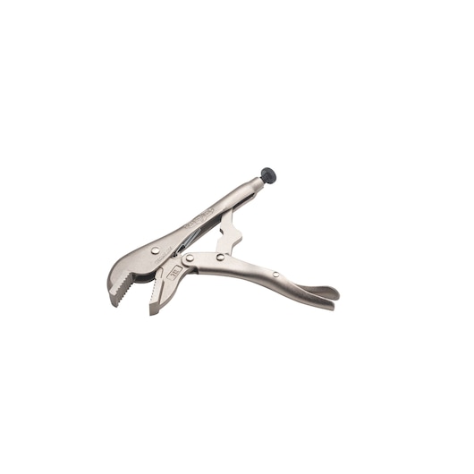 Photo de pince étau STANLEY FMHT84901-0, finition argentée, vue en angle sur fond blanc.