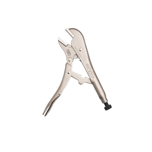 Pince étau STANLEY FMHT84902-0 à mâchoires courbes, finition métallique, vue latérale sur fond blanc.
