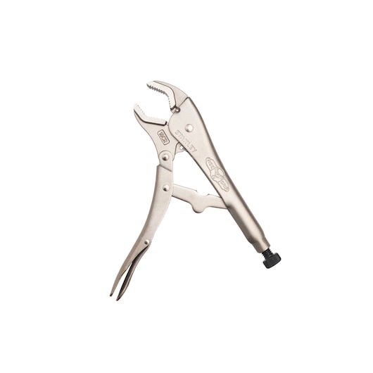 STANLEY FMHT84903-0 pince-étau métallique à mâchoires courbes, vue latérale, sur fond blanc.