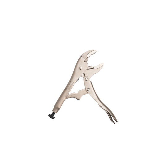 Pince-étau à mâchoires courbes STANLEY FMHT84905-0 avec vis de réglage, vue latérale sur fond blanc.