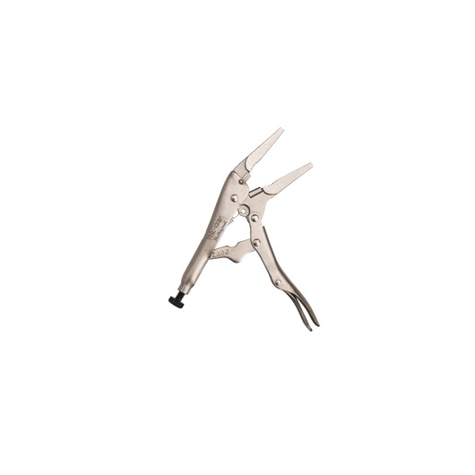 STANLEY FMHT84907-0 pince à verrouillage à mâchoires courbes, finition argentée, vue latérale sur fond blanc.