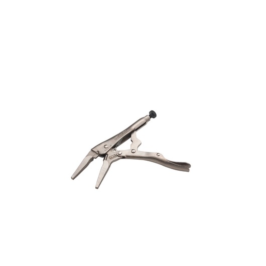 Pince-étau à mâchoires courbes STANLEY FMHT84907-0, métal argenté, vue latérale sur fond blanc.