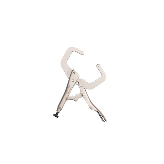 Pince étau en C STANLEY FMHT84911-0, métal argenté, vue latérale sur fond blanc.