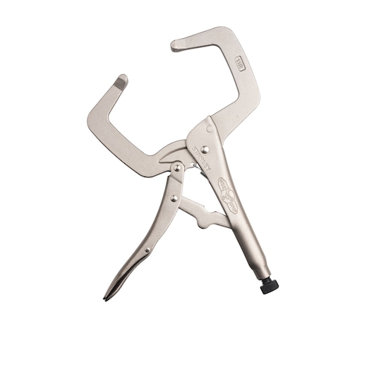 STANLEY FMHT84912-0 pince-étau en C argentée, vue latérale, construction métallique, fond blanc.