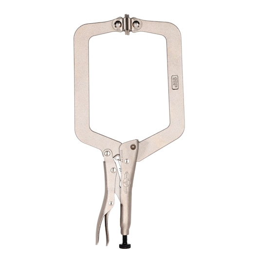 STANLEY FMHT84915-0 grande pince étau en C, métal argenté, photographiée de face sur fond blanc.