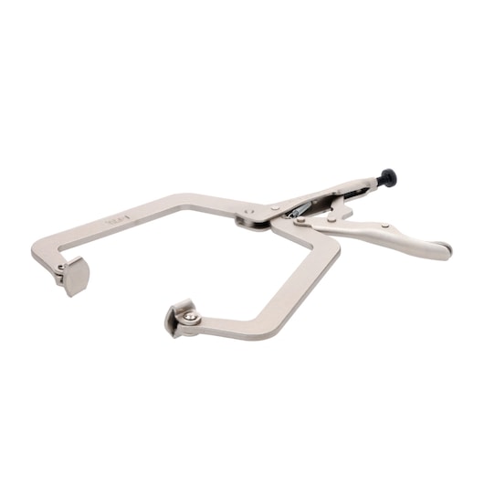 STANLEY FMHT84915-0 pince de soudage à large ouverture et mâchoires rembourrées, vue latérale sur fond blanc.