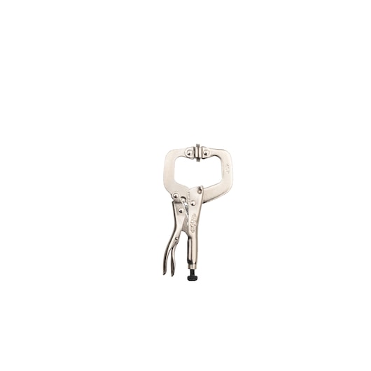 STANLEY FMHT84918-0 pince-étau C-clamp, finition métal argenté, vue de face sur fond blanc.