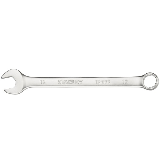 STANLEY FMMT13035-0 steeksleutel met open en ringkant, zilverkleurig, bovenaanzicht op witte achtergrond.