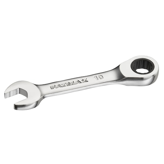 Clé à cliquet combinée STANLEY FMMT13098-0, finition argentée, angle supérieur, outil à main.