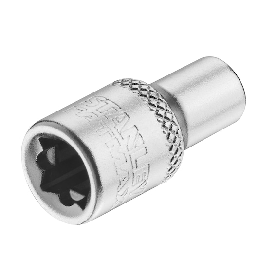 STANLEY FMMT17187-0 dopsleutel met chromen afwerking en gekarteld handvat, productfotografie op witte achtergrond.