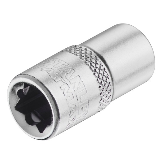 STANLEY FMMT17192-0 verchroomde dop met textuur, close-up op witte achtergrond.