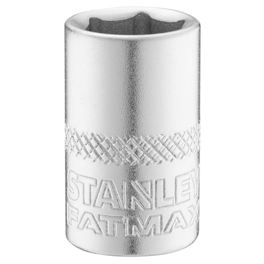 STANLEY FMMT17195-0 verchroomde doppensleutel met geribbeld handvat, voorkant, witte achtergrond.