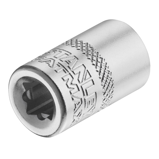 STANLEY FMMT17195-0 chromen dopsleutel, close-up hoekfoto op witte achtergrond