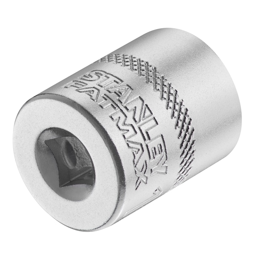 STANLEY FMMT17207-0 chromen dopsleutel, close-up, gekartelde greep en gegraveerd merk.