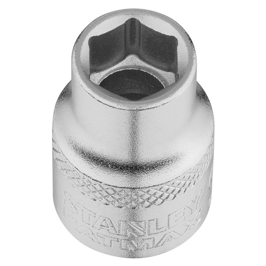 STANLEY dopsleutel, SKU FMMT17209-0, chroomafwerking, close-up hoekaanzicht op witte achtergrond.