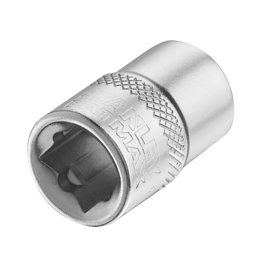 Foto van STANLEY FMMT17211-0 chromen dopsleutel met gekartelde greep, productfotografie op witte achtergrond.