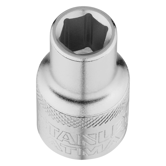 STANLEY FMMT17229-0 douille chromée, angle supérieur, grip texturé, photographie sur fond blanc.