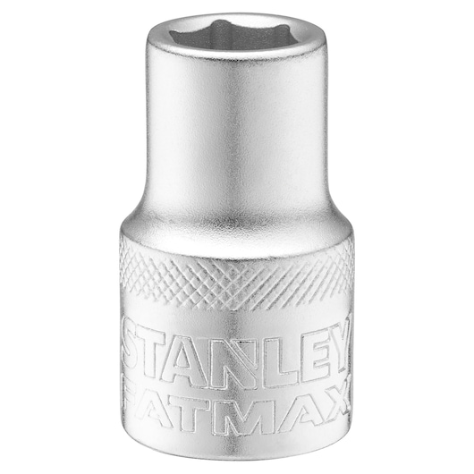 STANLEY FMMT17230-0 douille chromée avec prise moletée, angle avant, accessoire d’outil sur fond blanc.