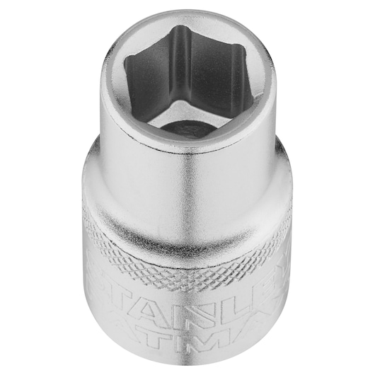 STANLEY FMMT17231-0 douille chromée 6 pans, photographie en plongée sur fond blanc.