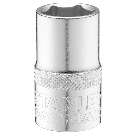 STANLEY FMMT17234-0 chromen dopsleutel, gekartelde greep, fotografie, vooraanzicht, witte achtergrond.
