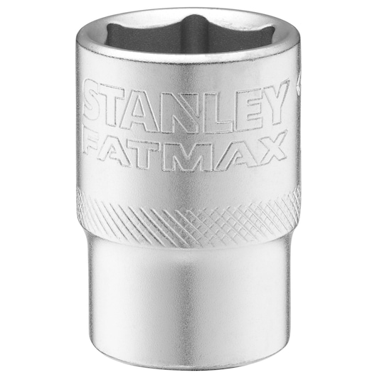 STANLEY FMMT17238-0 chromen dopsleutel, FATMAX merk, gekartelde grip, vooraanzicht, handgereedschap accessoire.