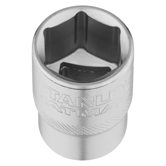 STANLEY FMMT17238-0 zilveren dopsleutel, productfotografie, bovenaanzicht op witte achtergrond.