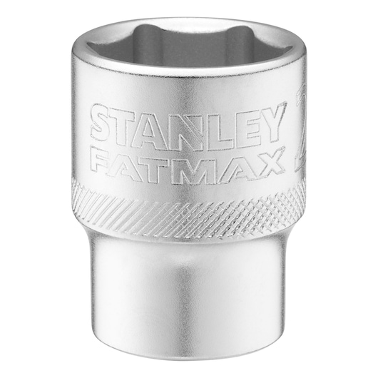 Stanley FMMT17242-0 douille, argentée, vue avant, logo gravé, photographie sur fond blanc.