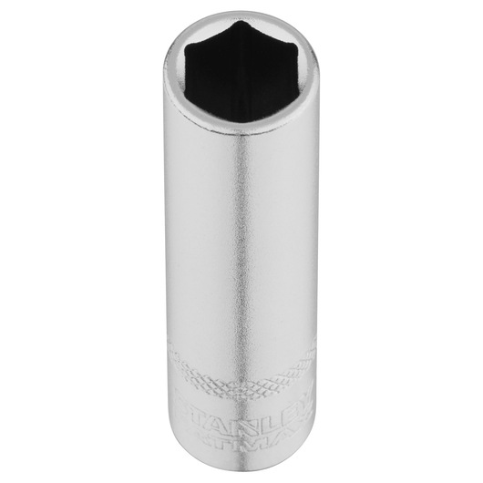 STANLEY FMMT17339-0 chromen diepe dopsleutel, zeshoekig, bovenaanzicht, witte achtergrond.