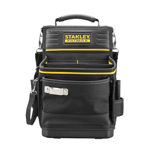 STANLEY FMST17624-1 gereedschapstas, zwart nylon met gele accenten, voorkant, meerdere vakken.