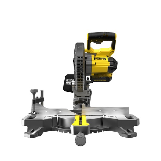 STANLEY SFMCS701M1 scie à onglet, jaune et noire, vue de face, sur fond blanc.