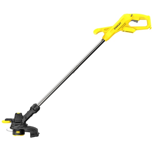Photo du coupe-bordures sans fil jaune et noir STANLEY SFMCST925B, vue latérale sur fond blanc.
