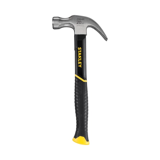 STANLEY STHT0-51310 klauwhamer met zwart-gele handgreep, vooraanzicht op witte achtergrond.