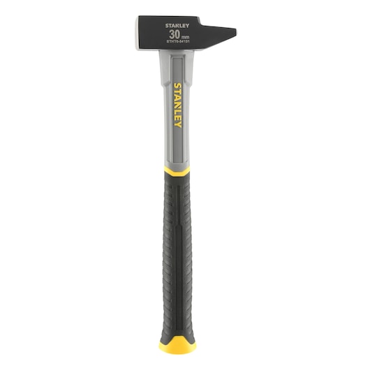 Photographie du marteau STANLEY STHT0-54131 30mm noir et gris avec accents jaunes, angle frontal, fond blanc.
