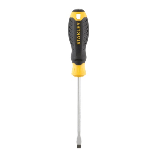 STANLEY STHT16146-0 tournevis plat avec poignée jaune et noire, angle avant sur fond blanc.