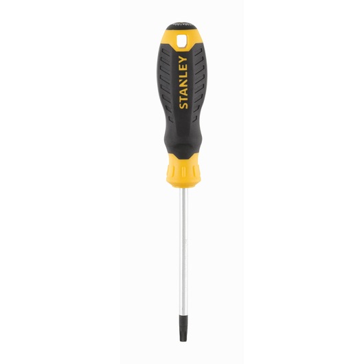 STANLEY STHT16182-0 schroevendraaier met zwart-gele handgreep, voorkant, witte achtergrond.