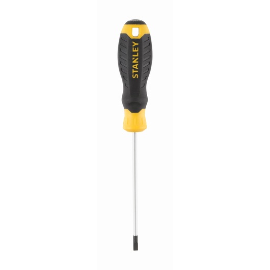 STANLEY STHT16195-0 tournevis plat avec poignée jaune et noire, angle avant, sur fond blanc.