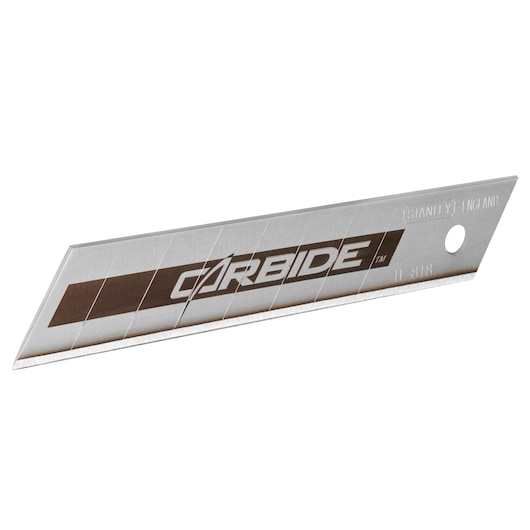 STANLEY STHT2-11818 carbide afbreekmes, zilver staal, productfoto, schuine zijaanzicht.