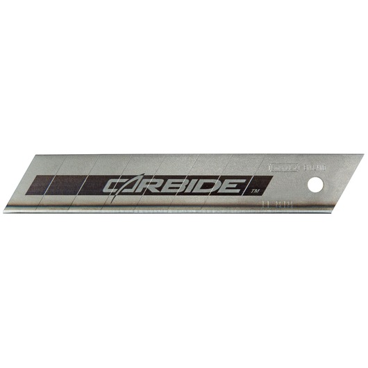 STANLEY STHT2-11818 zilveren snijmesblad met carbide-logo, zijaanzicht, witte achtergrond.