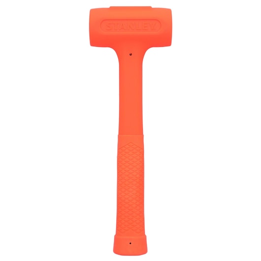 STANLEY STHT57531-0 oranje terugslagvrije hamer met getextureerde greep, vooraanzicht op witte achtergrond.