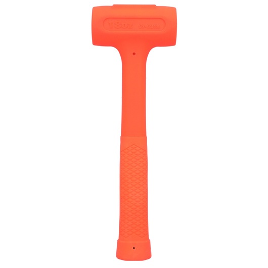 STANLEY STHT57531-0 oranje dead blow hamer met getextureerde handgreep, vooraanzicht op witte achtergrond.