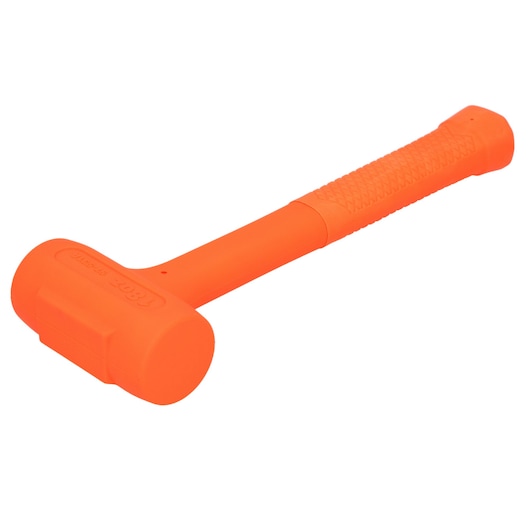 STANLEY STHT57531-0 oranje dead blow hamer met structuurhandvat, zijaanzicht, op witte achtergrond.