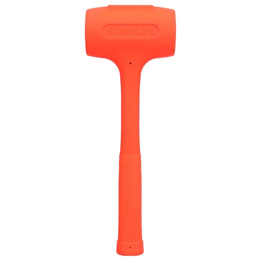 Foto van STANLEY STHT57534-0 oranje dead blow hamer, getextureerde handgreep, voorkant, witte achtergrond.